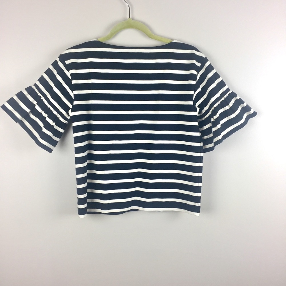J. CREW Striped Top With Ruffle Sleeve - Picture 7 of 8
